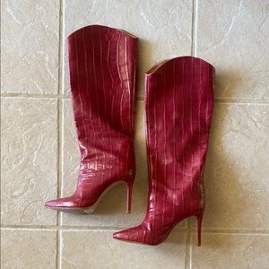 Schutz Maryana Boot Red Croc-Embossed Women's Size 6B